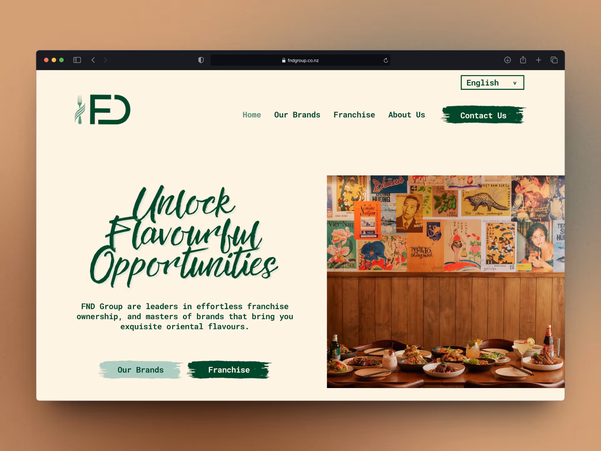 A screenshot of the FND Group website.