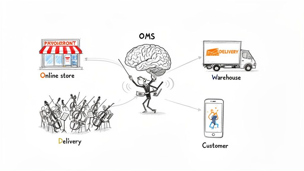 An Order Management System (OMS) centralizes and orchestrates online store, warehouse, delivery, and customer processes.