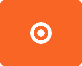 A white target icon on an orange background