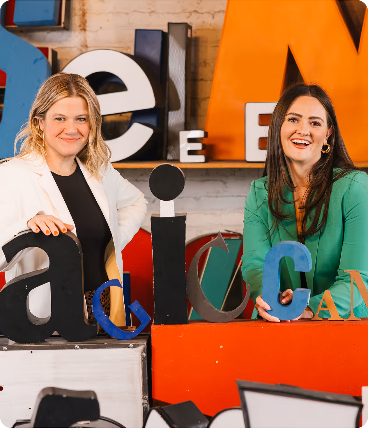 Two women smiling