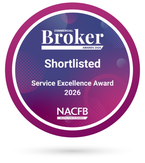 Shortlisted badge, NACFB Commercial Broker Awards 2026, Service Excellence Award
