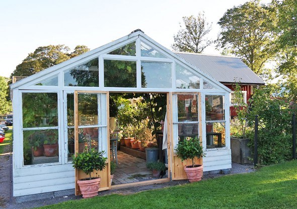 Garden greenhouse in Swedish countryside