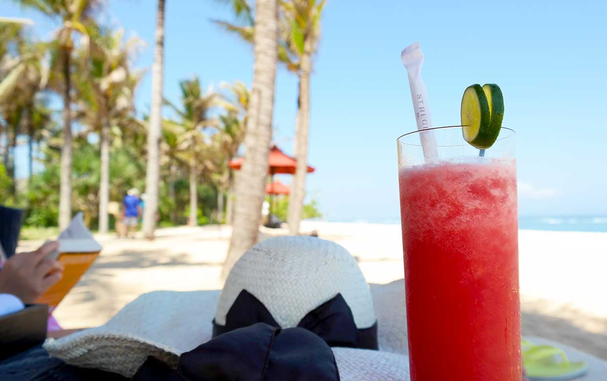 watermelon juice on the beach at St Regis Bali