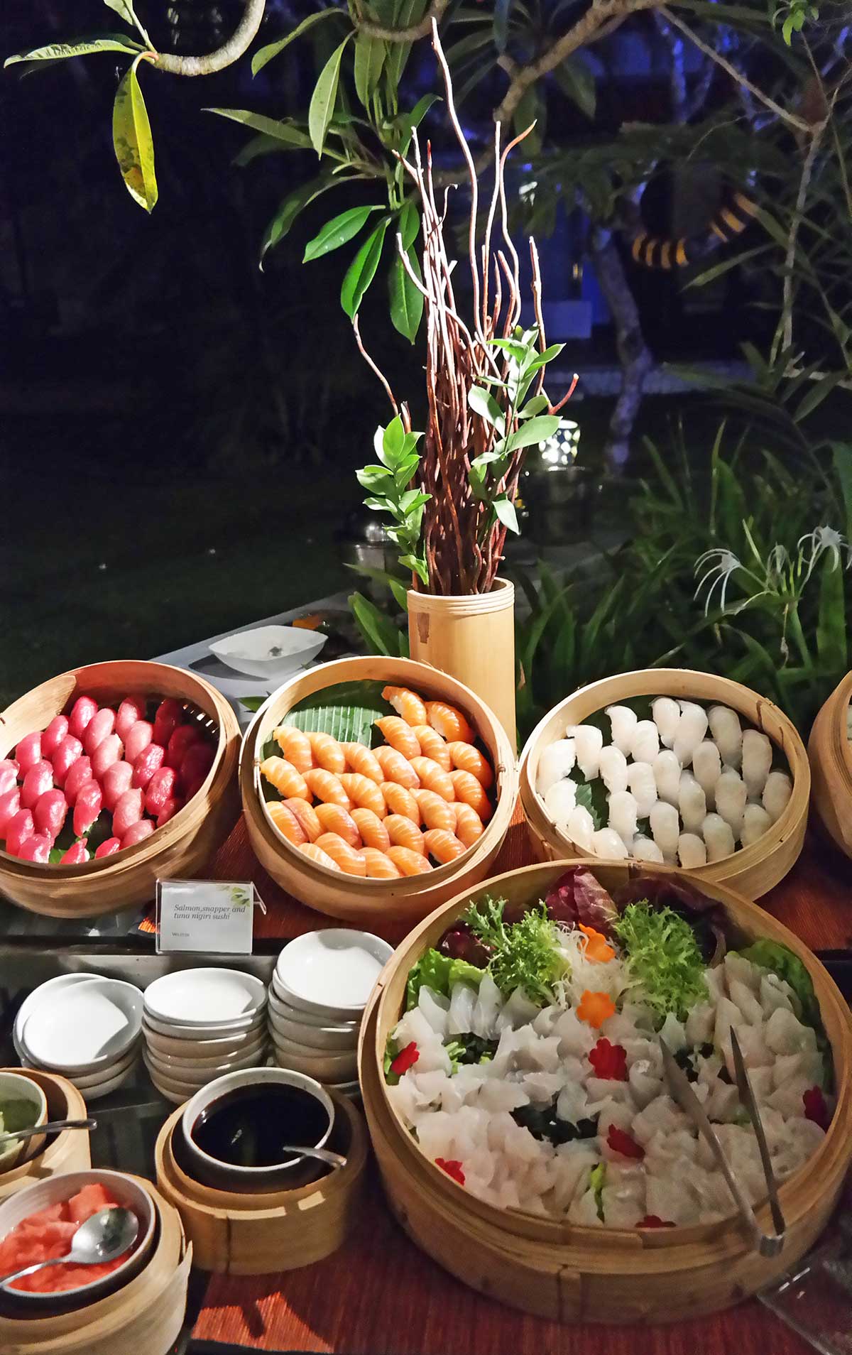Dinner buffet by the pool at Westin Nusa Dua