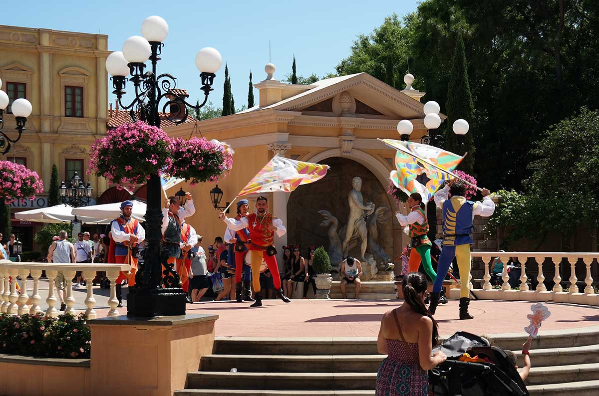Flag dancers in Italy in Epcot