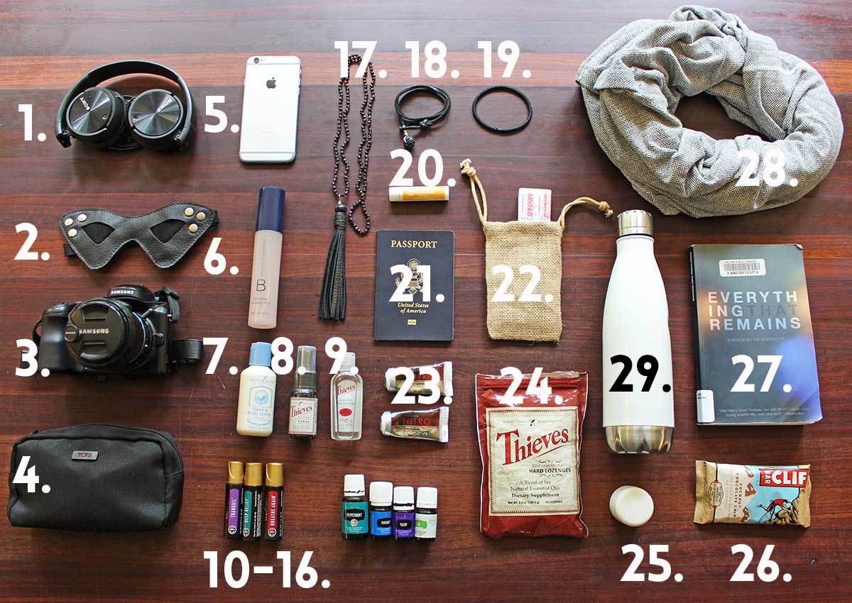 Carry on essentials for long flights by @skimbaco and @enjoylifeoils