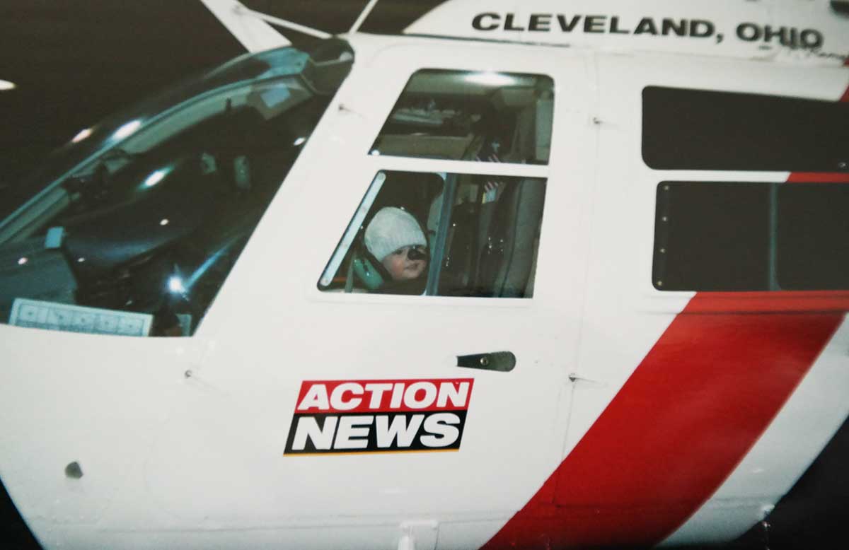 Kris in a chopper in Cleveland