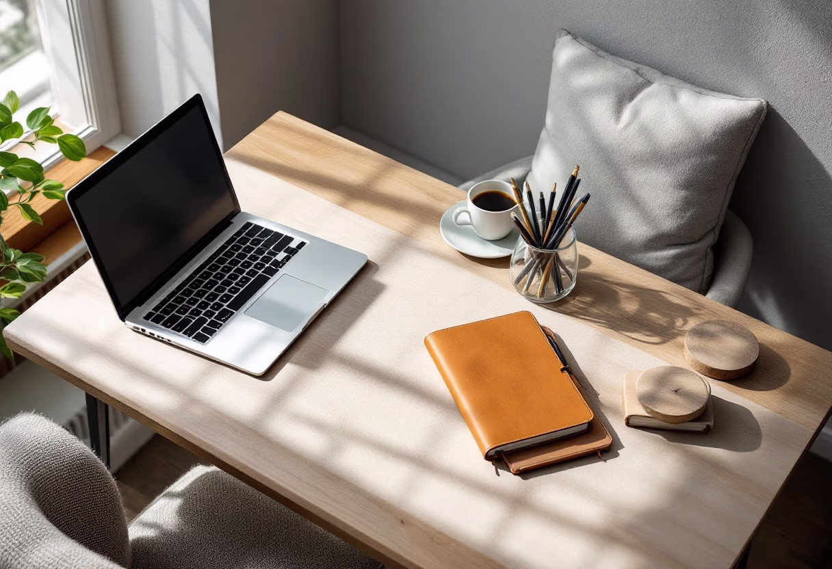 [background image] image of a writing desk with a laptop for an insurance agency & company