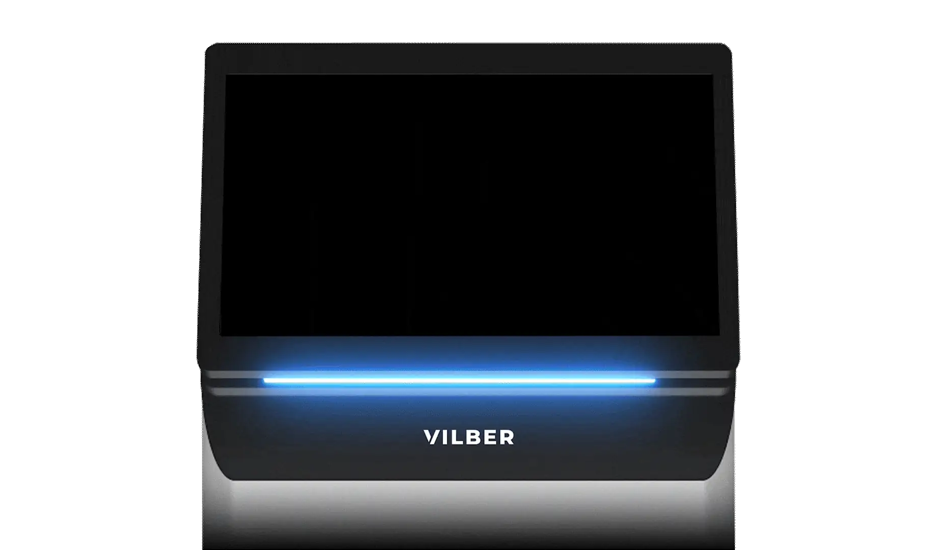 Black rectangular device with a blue horizontal light strip and the brand name 'VILBER' below it.