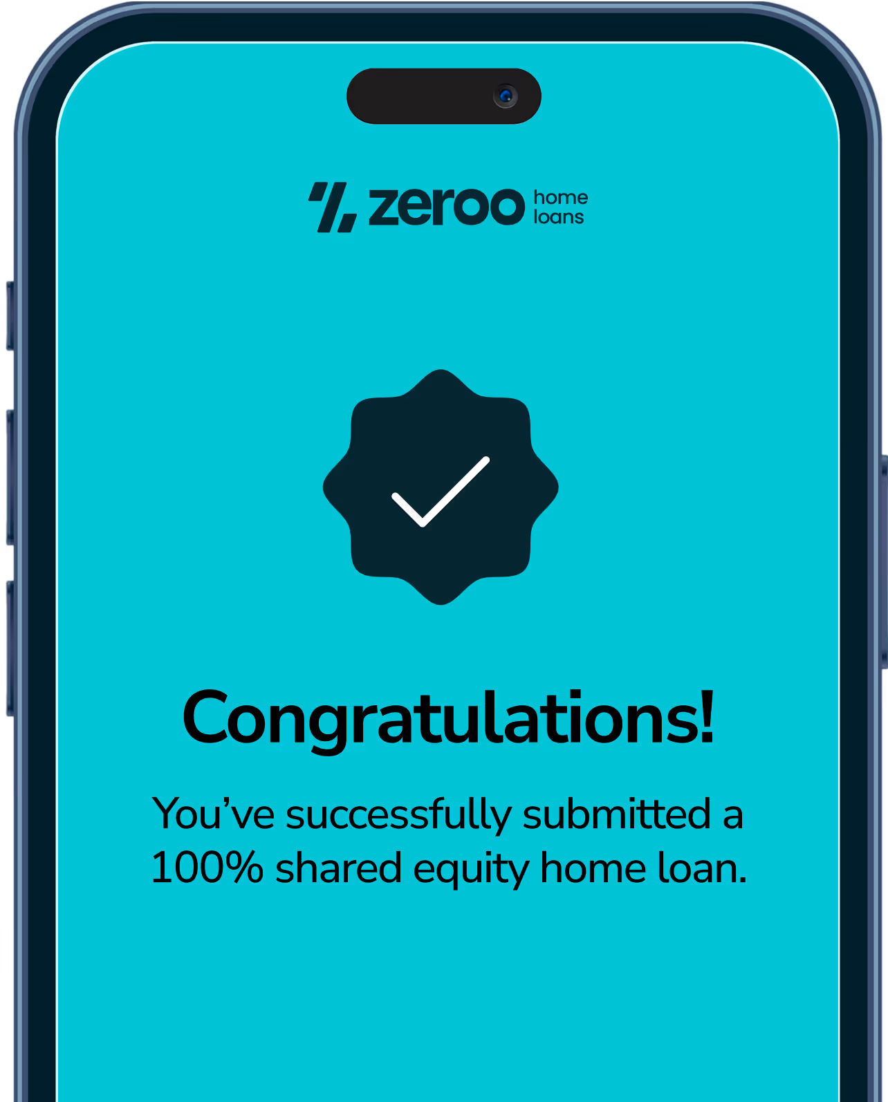 Zeroo congratulations graphic in mobile