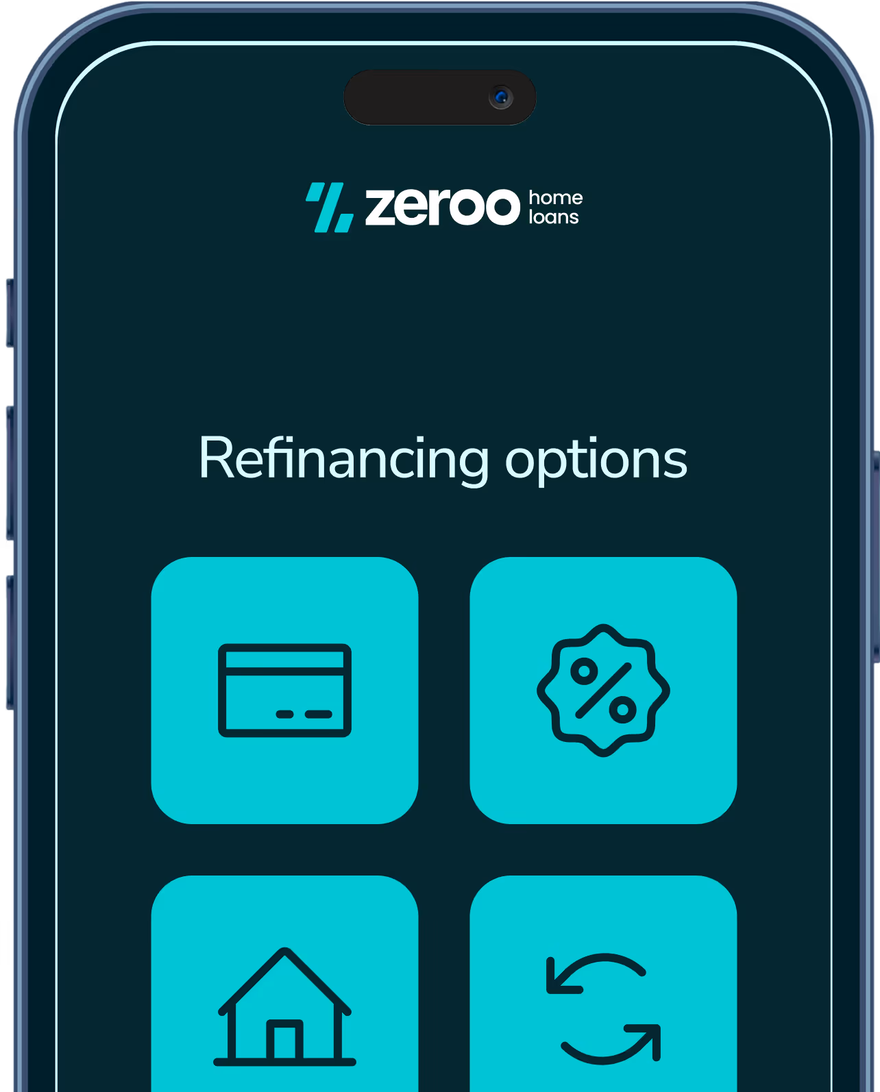 Zeroo refinancing options graphic in mobile