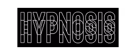 Logo Hypnosis v bílé barvě na černém pozadí