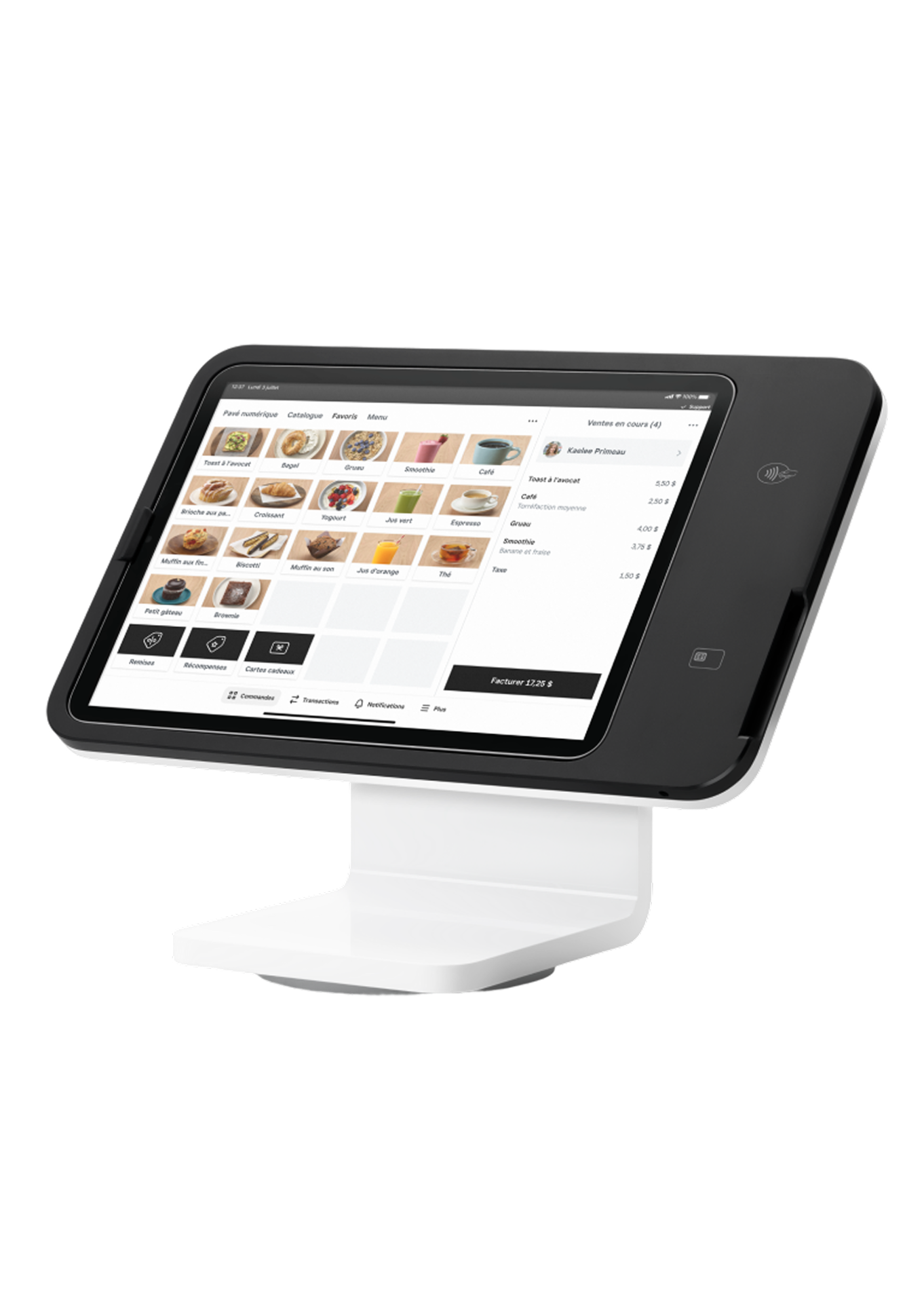 Modern stainless steel kiosk machine with touchscreen display and multiple input/output slots.