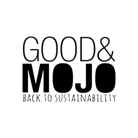 Logo 'GOOD & MOJO' and tagline 'BACK TO SUSTAINABILITY'.
