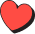 Red heart shape with a small black shadow on white background.