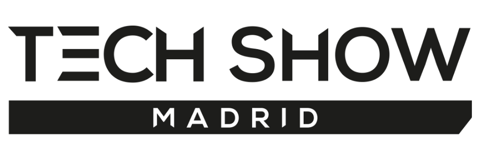 Logo with text 'TECH SHOW' in bold black letters and 'MADRID' inside a black rectangular banner below.