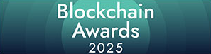 Text reading 'Blockchain Awards 2025' on a dark teal gradient background.
