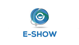 Logo with a stylized lowercase 'e' inside overlapping blue and green circles above the text 'E-SHOW'.