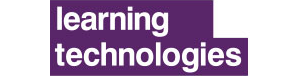 White text 'learning technologies' on purple rectangular background.