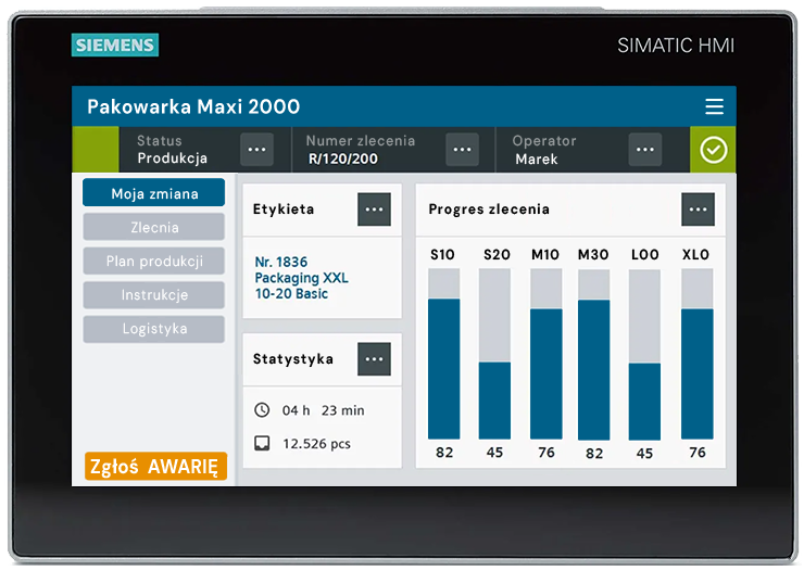 Możliwość dodawania awarii z paneli HMI