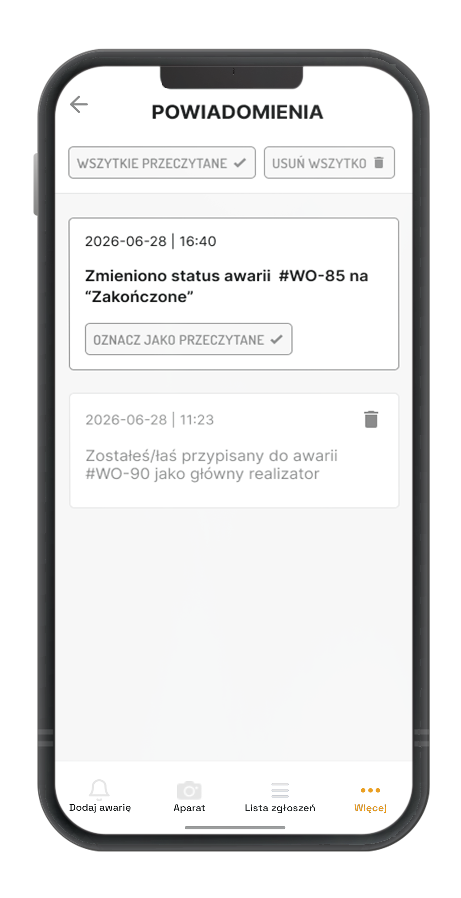 13. Lista otrzymanych powiadomień push