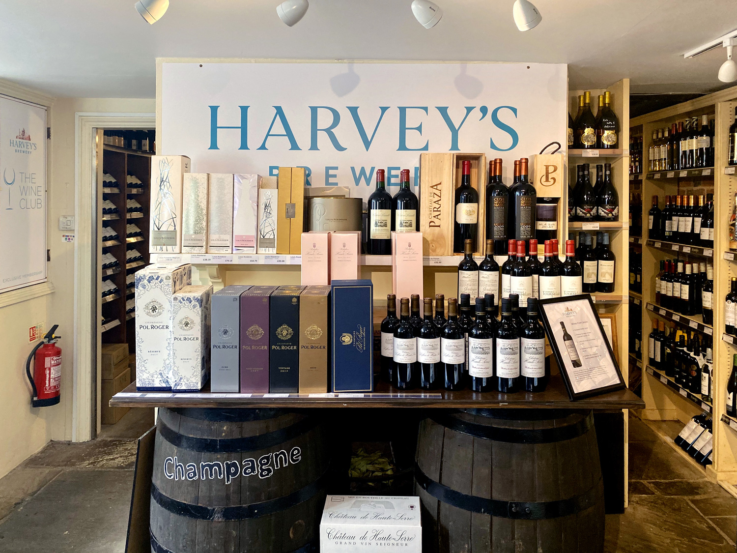 Harvey's brewery shelves of alcohol