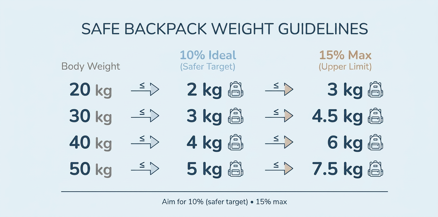 How much should a child's backpack weigh