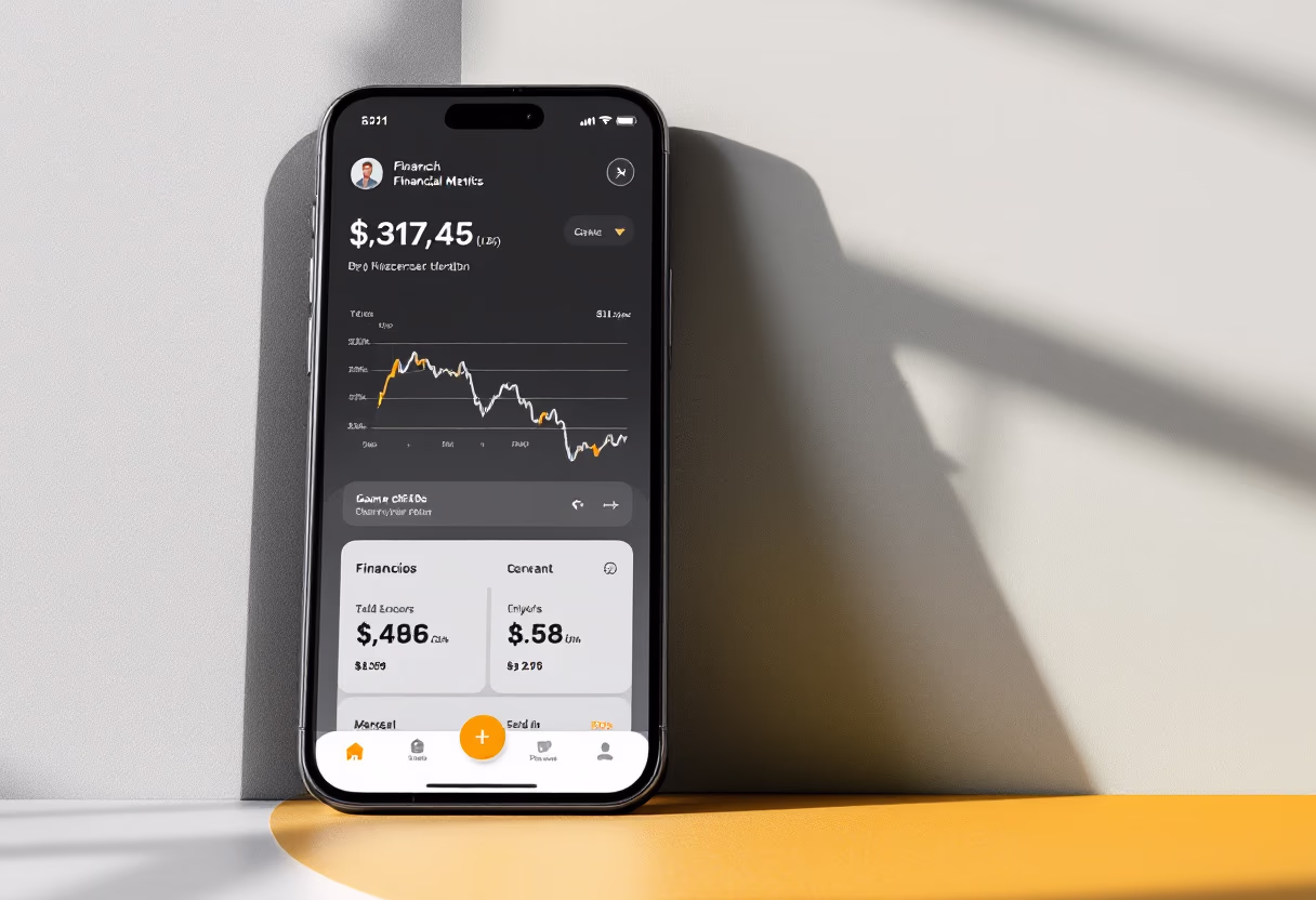 [interface] image of mobile app alone in a fintech setting