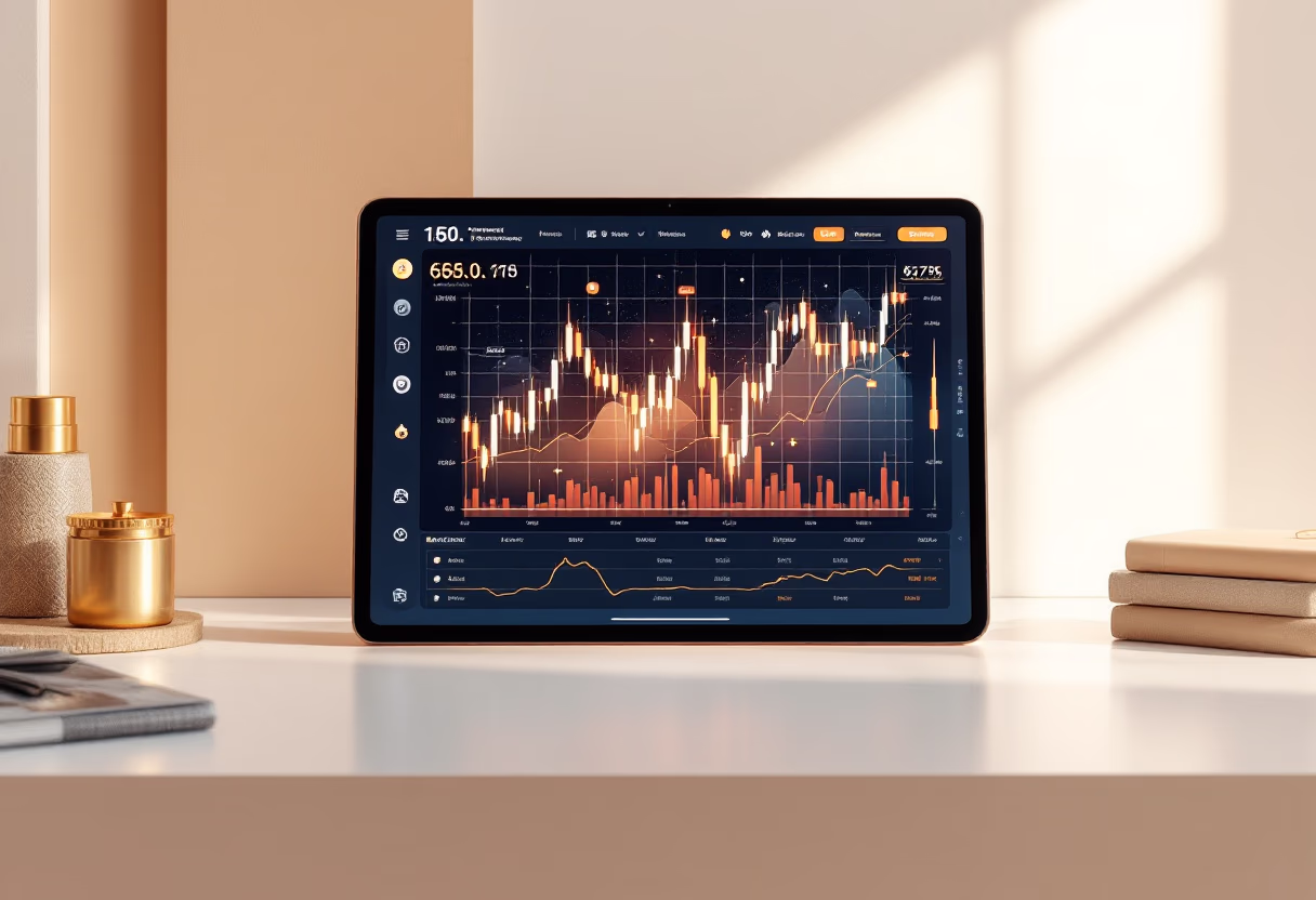 [digital project] image of digital currency symbols displayed on a modern tablet screen