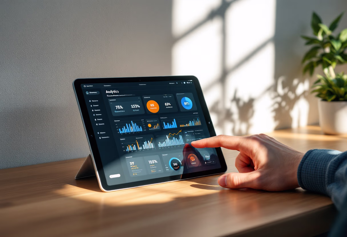 image of business growth analytics on a tablet screen