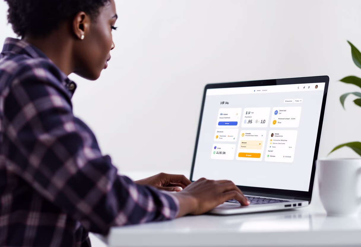 [interface] image of employee interacting with hr software (for a hr tech)