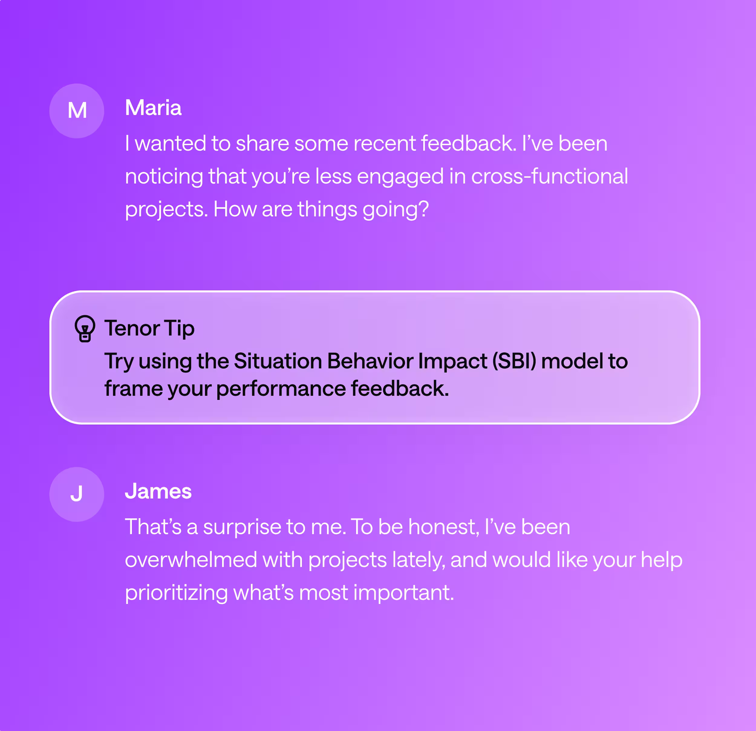 Tenor offers users real-time feedback after each role-play session.