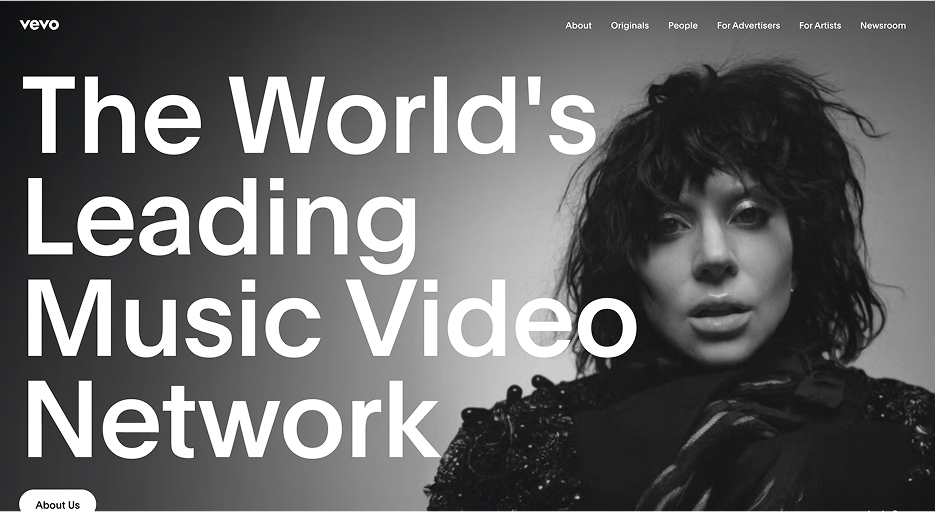 ecran d'accueil vevo