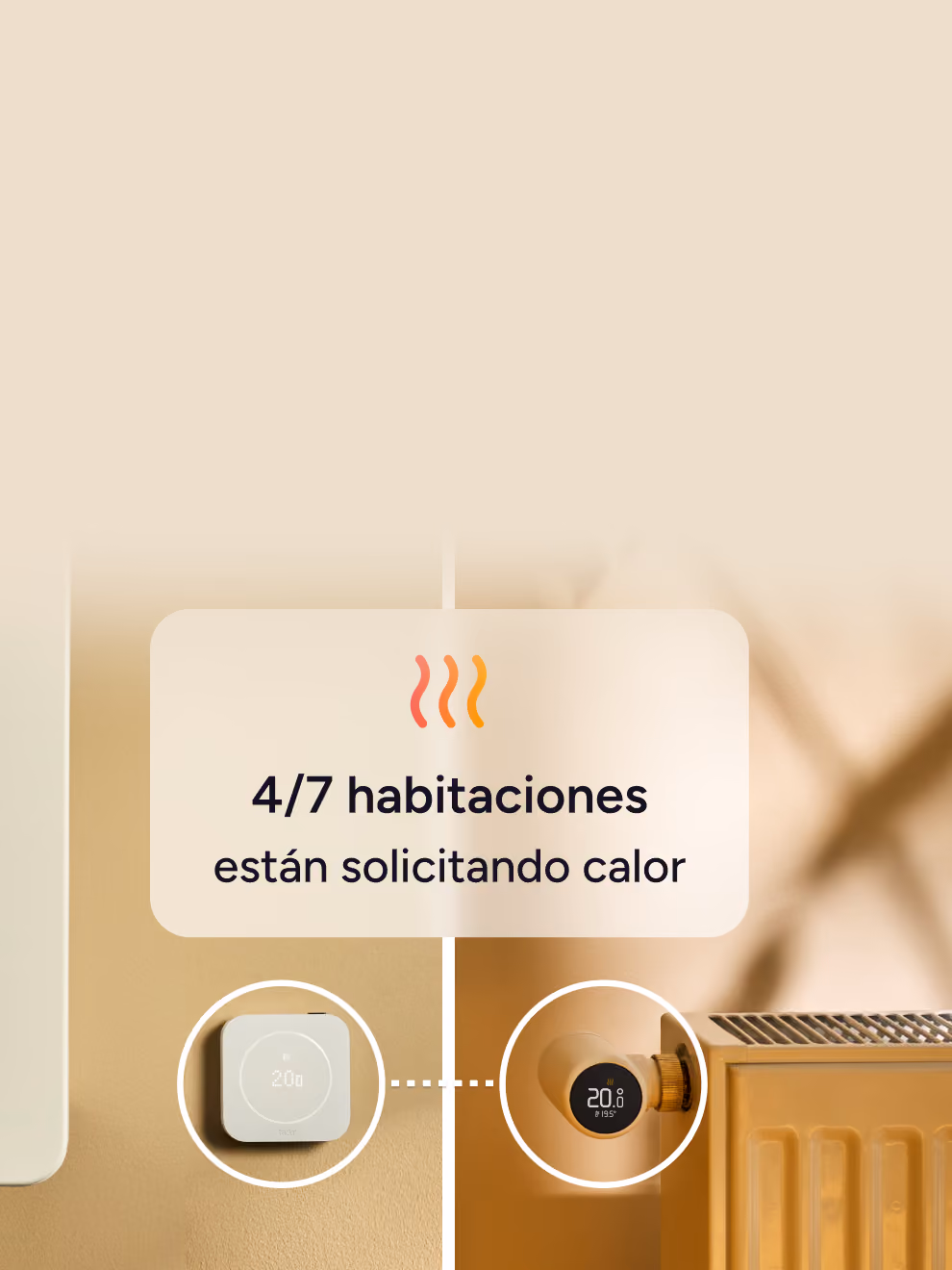 Permite la comunicación entre un termostato central y un termostato auxiliar en distintas habitaciones.