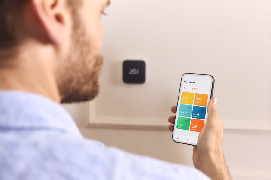 A person using the tado° smart heating system.