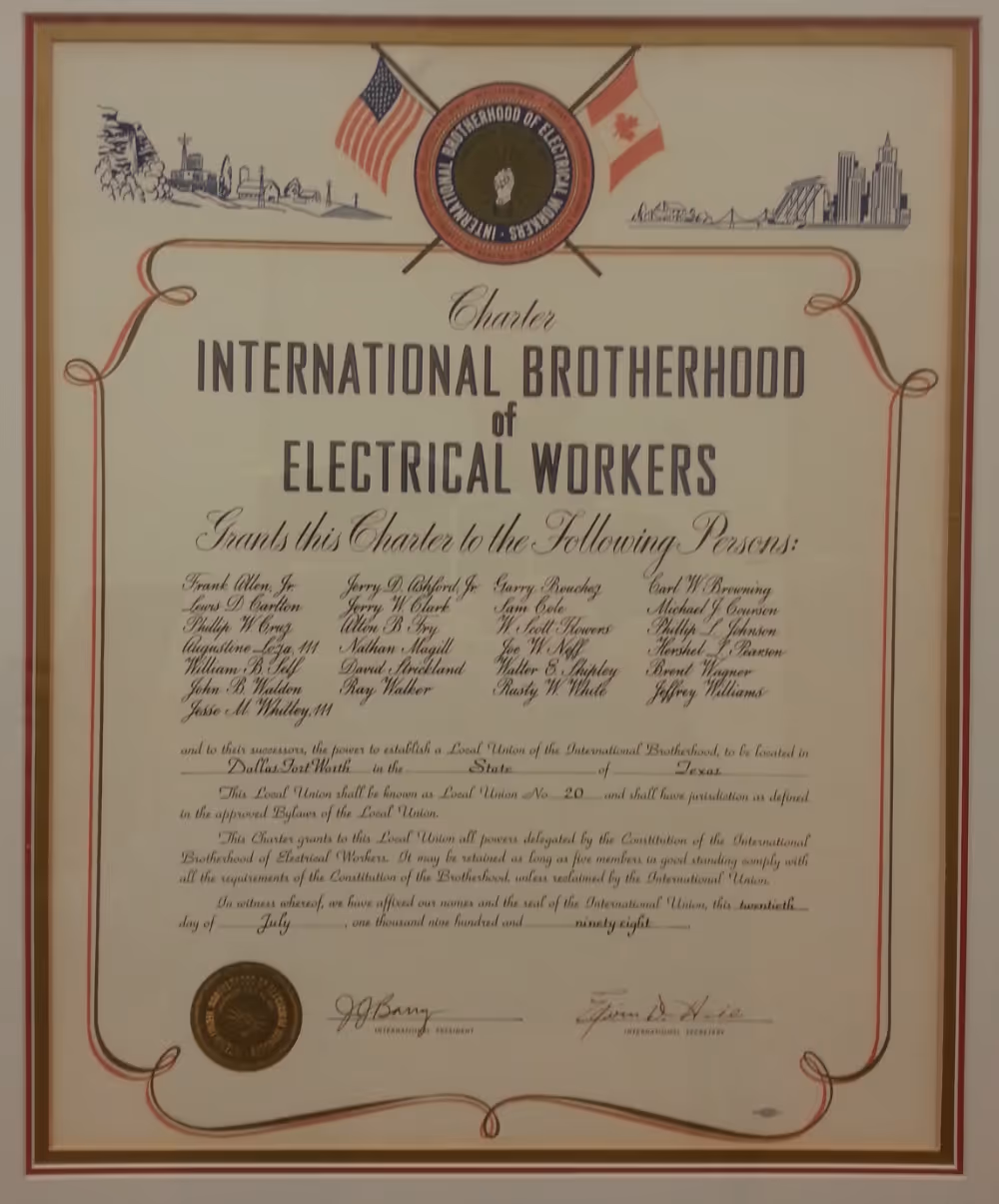 IBEW Local Union 20 Charter