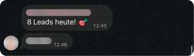 Rückmeldung eines Kunden im gemeinsamen WhatsApp-Chat