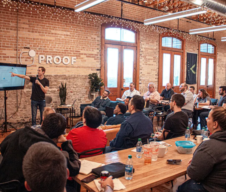 conference with people listening to a talk