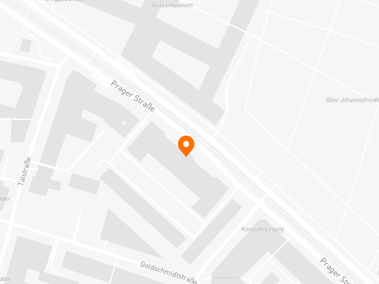 Karte mit Standort des Ideencampus by LECOS in Leipzig, Prager Straße 8 – Anfahrt und Lageplan
