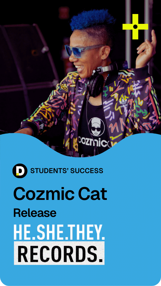 Pete Tong DJ Academy student Cozmic Cat celebrates a release on HE.SHE.THEY. Records, featured in the Students' Success showcase