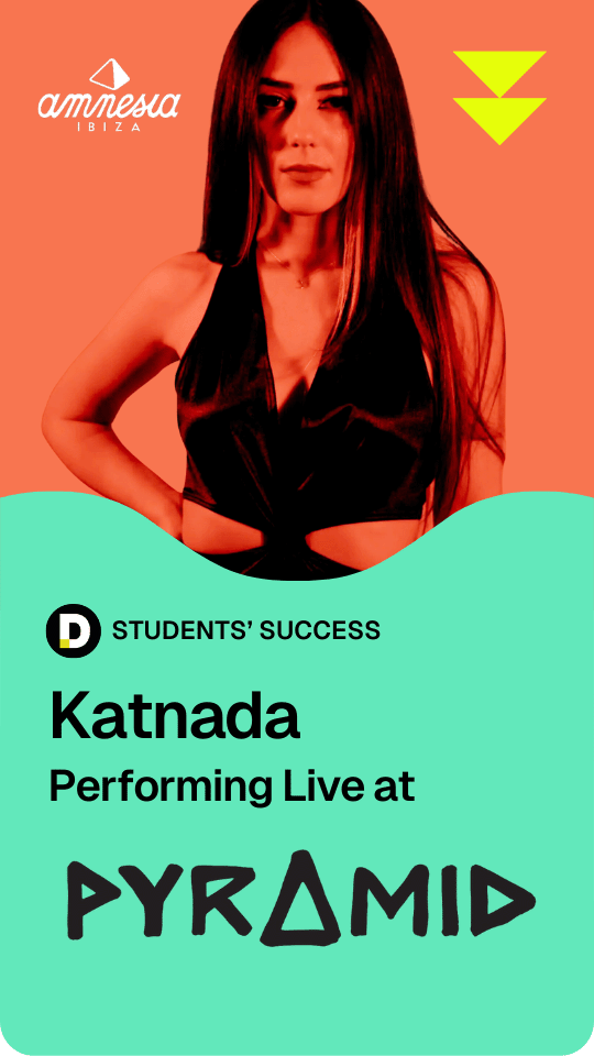 Pete Tong DJ Academy student Katnada performing live at Pyramid, Amnesia Ibiza, as part of the Students' Success showcase