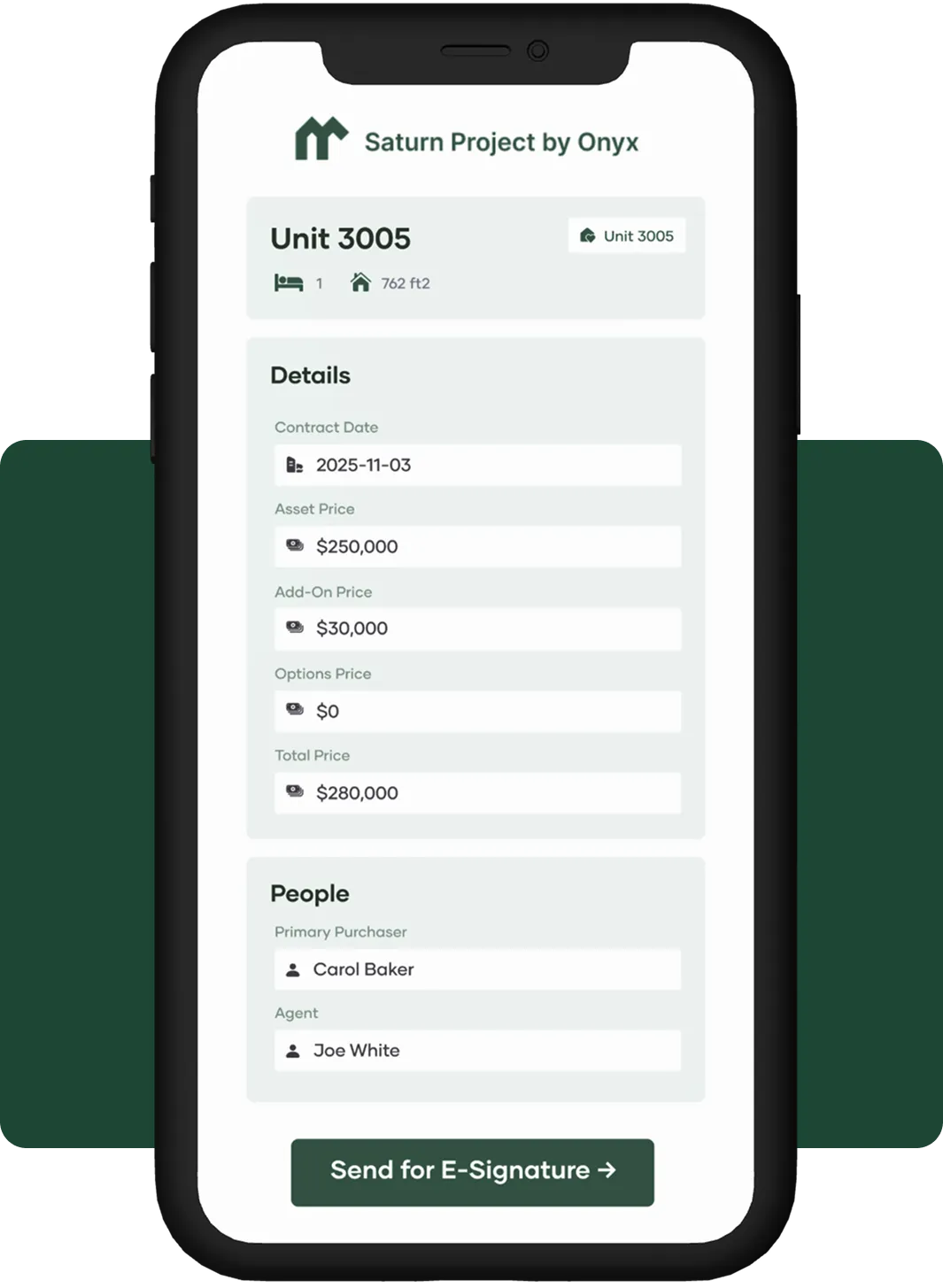 Onyx signature interface