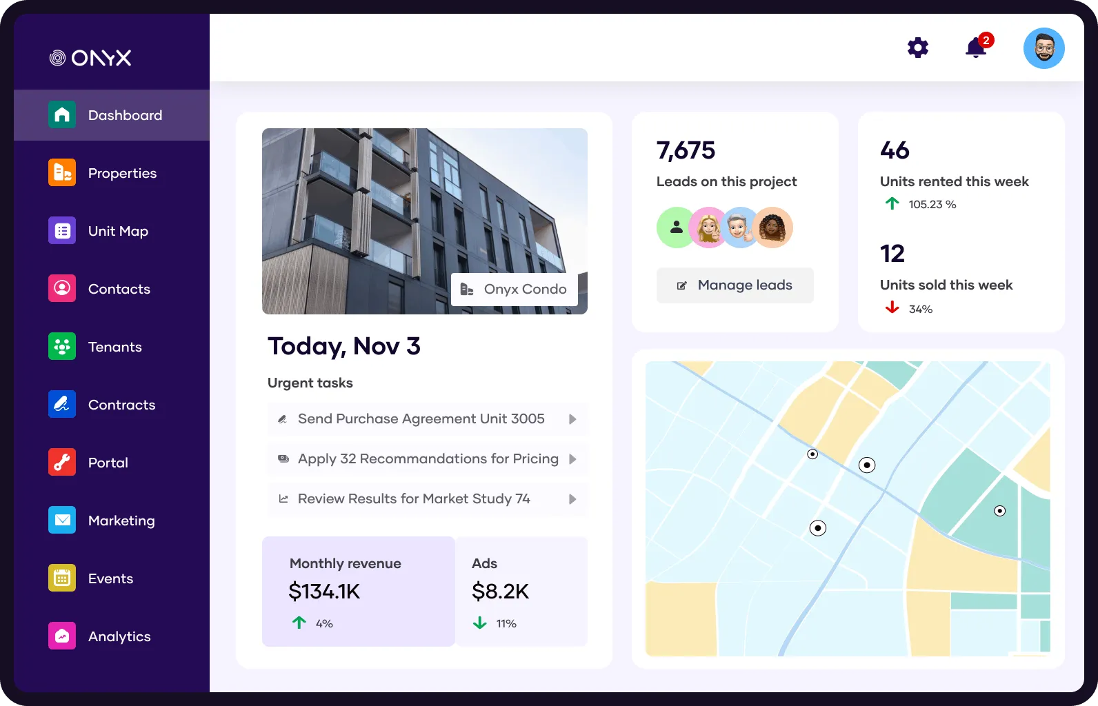Onyx real estate platform interface
