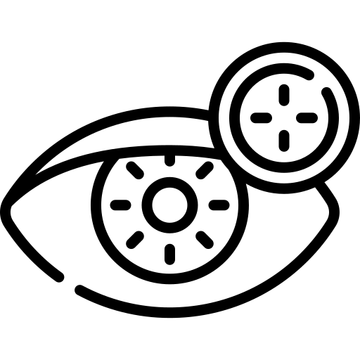 Eye outline icon with clock wheels inside the pupil and iris