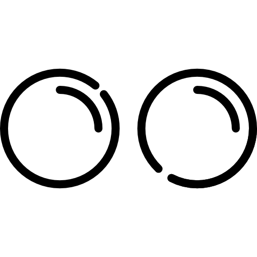 Two minimalist eye icons with curved lines representing open eyes