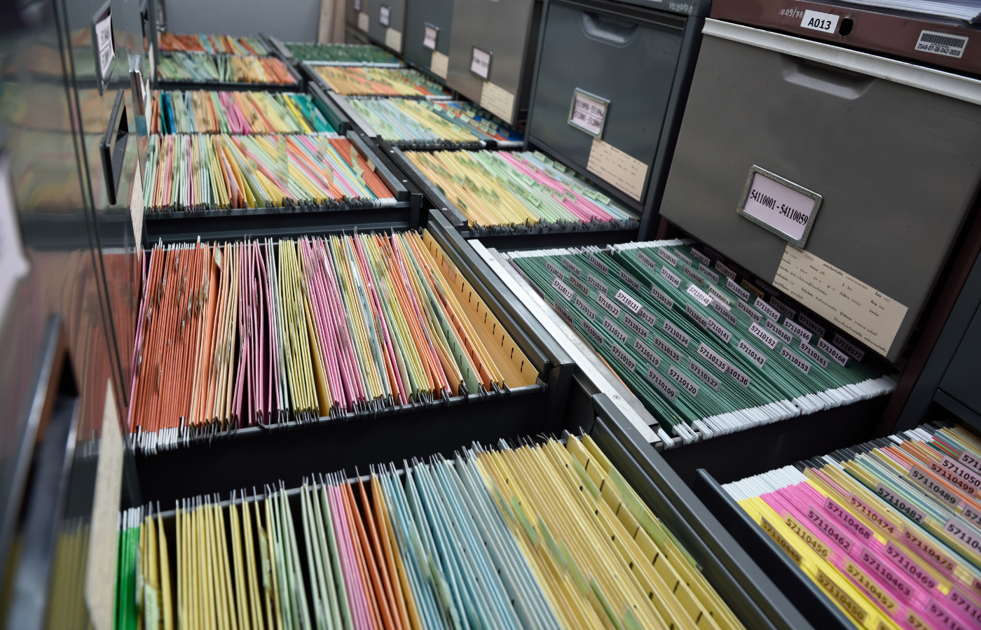 Records retention file room and cabinets