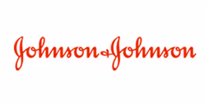 Johnson & Johnson logo in red cursive font.
