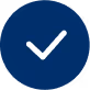 White check mark inside a dark blue circle.
