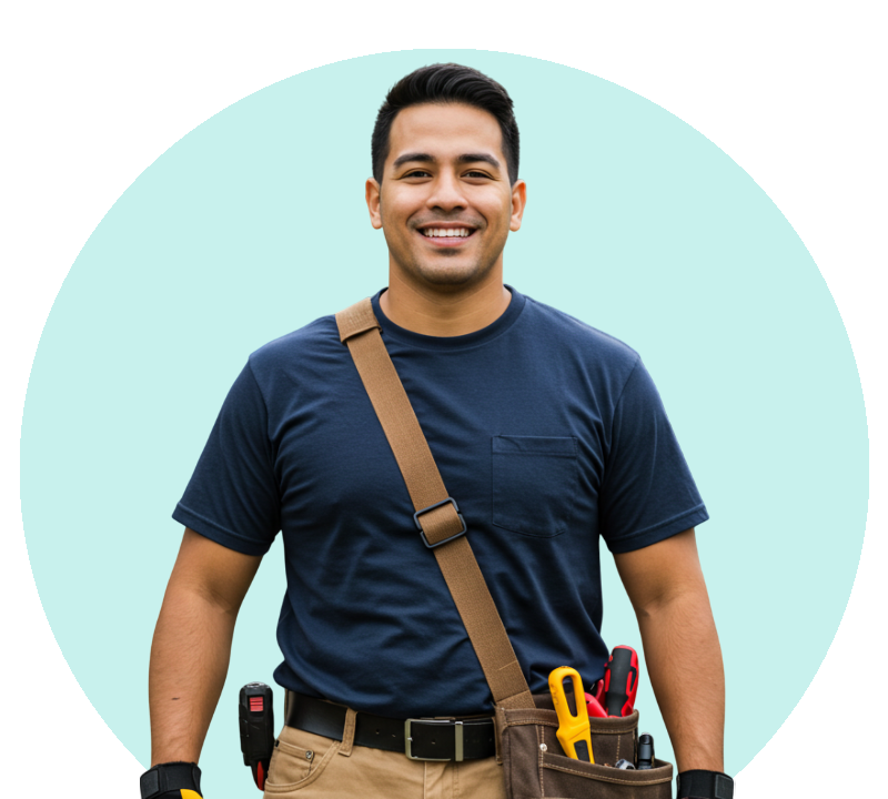 An smiling installer guy with tools