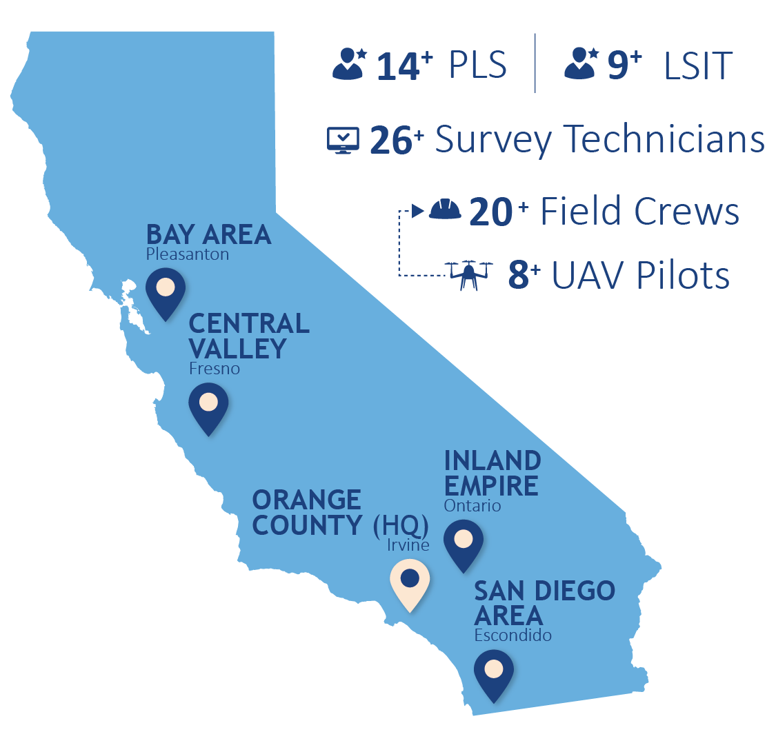 Map of California Showing our offices